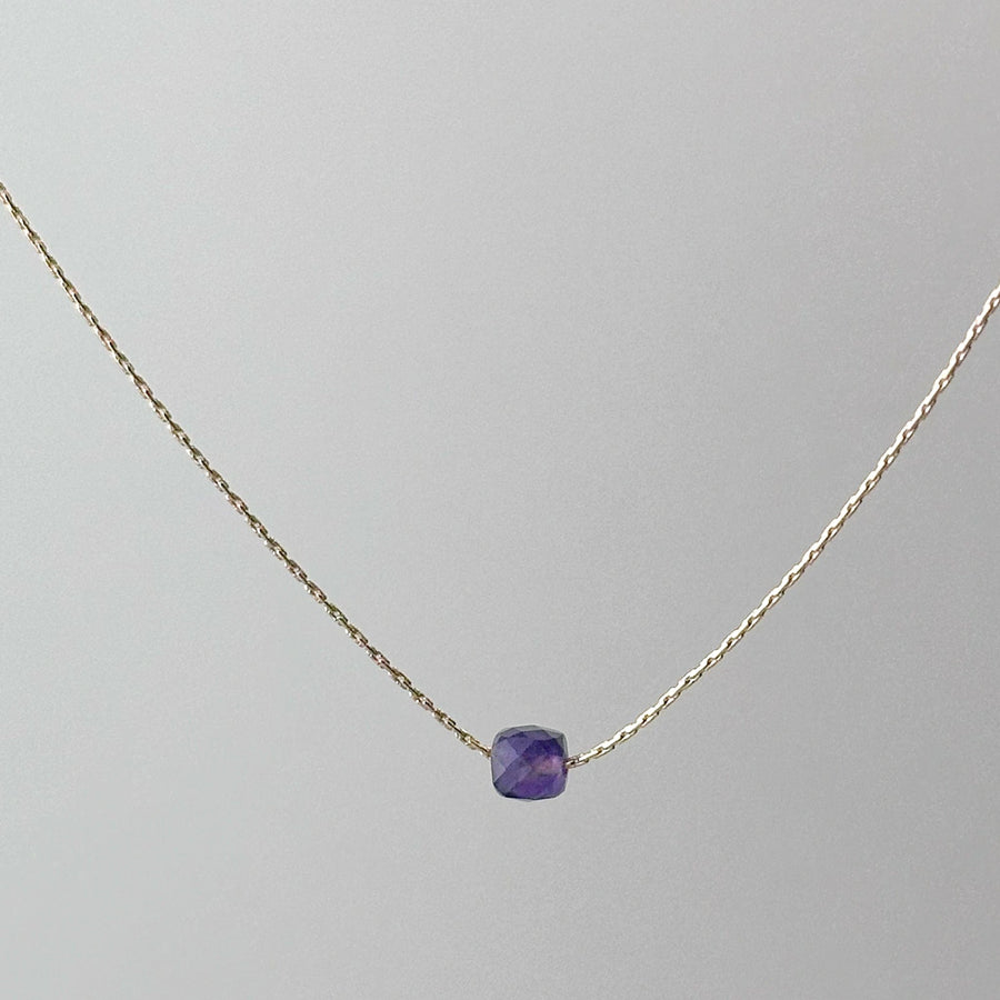 Amethyst Gold Necklace (February's Birthstone)<br> Minimalist square
