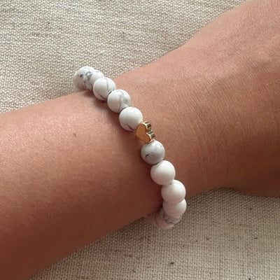 White Howlite Stone Bracelet with Gold plated shape