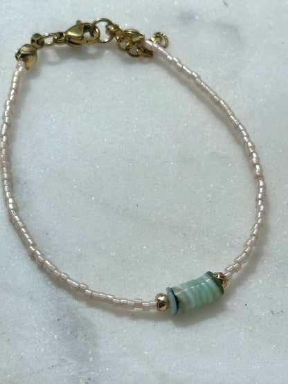 Miyuki Bracelet - Pink Gold - Blue Shell