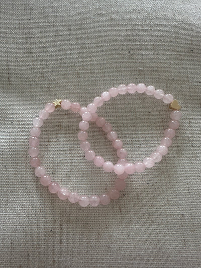 Rose quartz Bracelet Gold Heart 6mm <br> Bohemian Bracelet