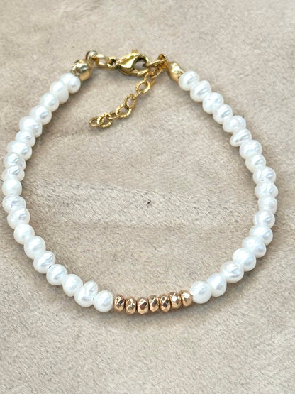 Pearl Bracelet Gold Hematite, gold plated 18k