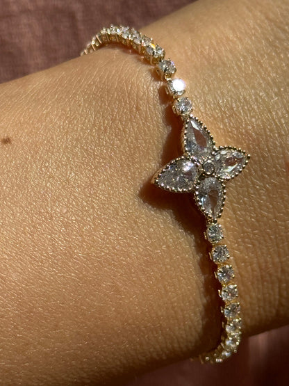 Clover Large Bracelet Adjustable - Cubic Zirconia