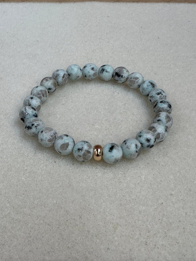 Kiwi Jasper Bracelet (Gold Disk)