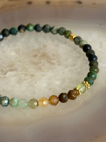 Chrycolla Stone Bracelet and Peridot Stone (Gold Vermeil)