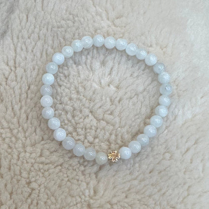 Jade Bracelet 6mm Clover Gold