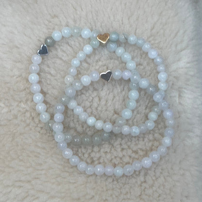 Jade Bracelet 6mm Heart Gold