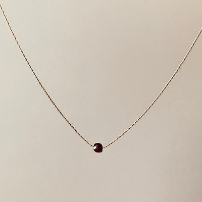 Garnet Gold Necklace (January Birthstone) <br> Minimalist square