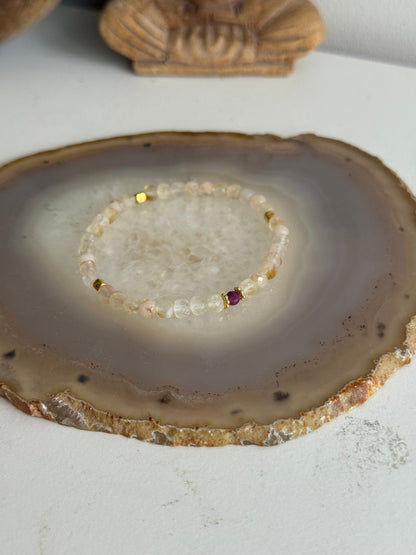 Citrine stone bracelet 4mm (Gold Vermeil)