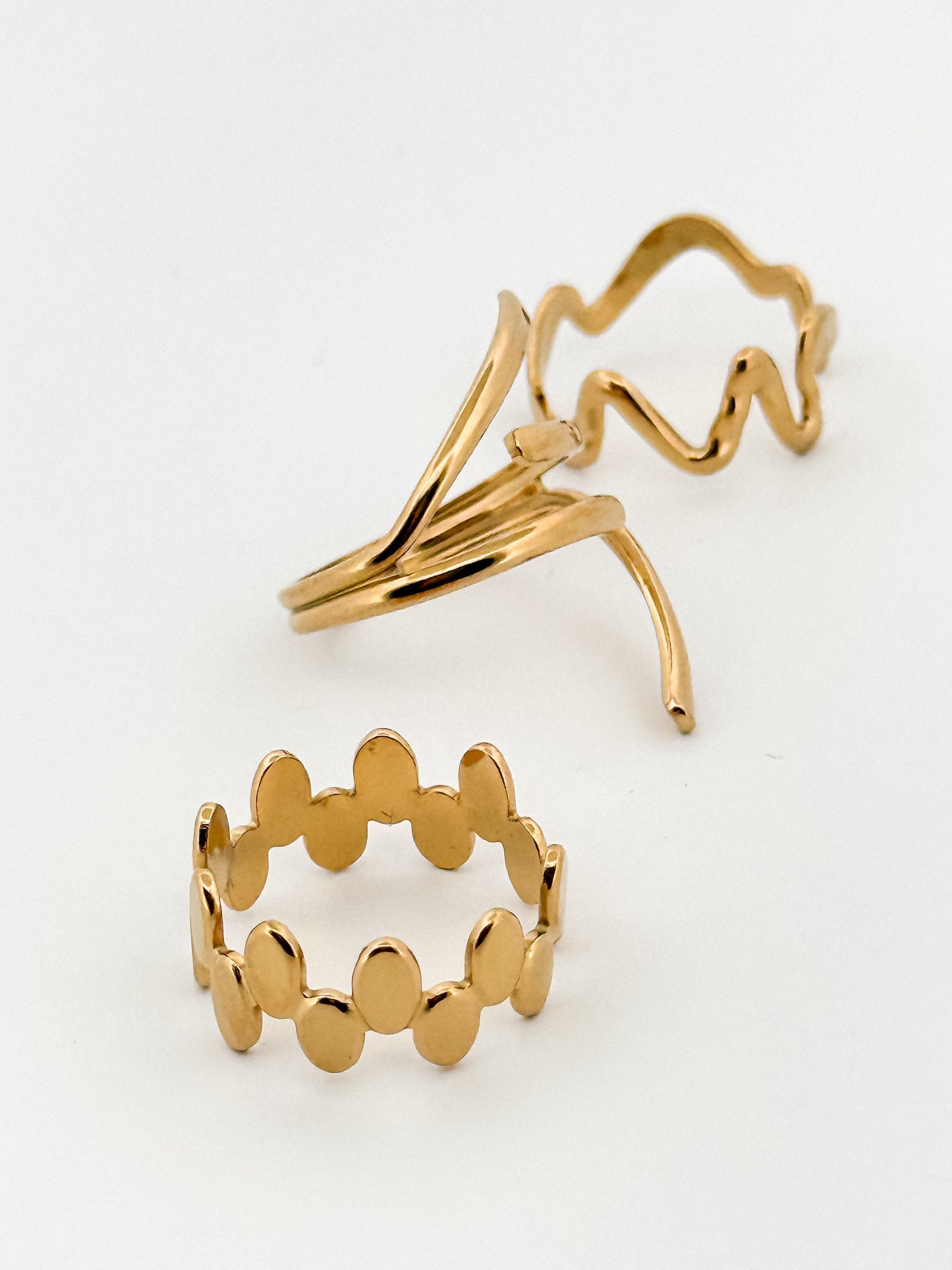 Caribe Set of 3 rings: Geometric Gold Rings