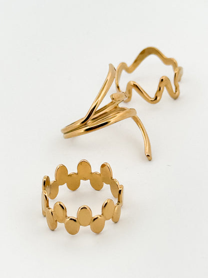 Caribe Set of 3 rings: Geometric Gold Rings