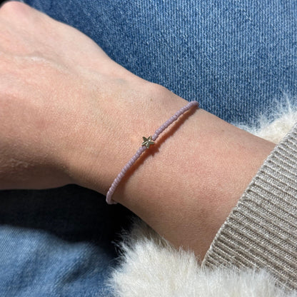 Miyuki Bracelet - Round Dark Lilac Gold - Gold Star