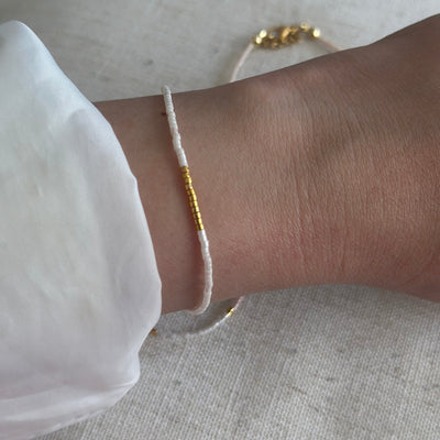 Miyuki Bracelet - Ivory, Gold