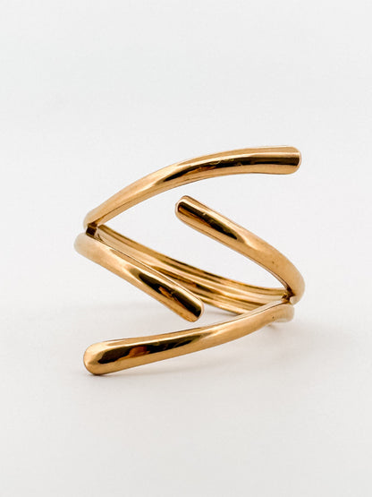 Caribe Set of 3 rings: Geometric Gold Rings