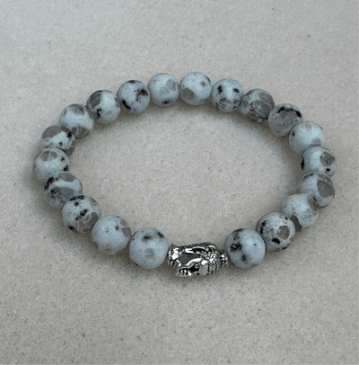 Kiwi Jasper Bracelet (Silver Buddha)