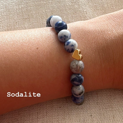 Sodalite bracelet Gold plated Heart