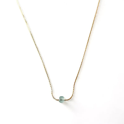 Aquamarine Gold Necklace <br> Minimalist square