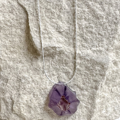 Amethyst Flower Sterling Silver Necklace