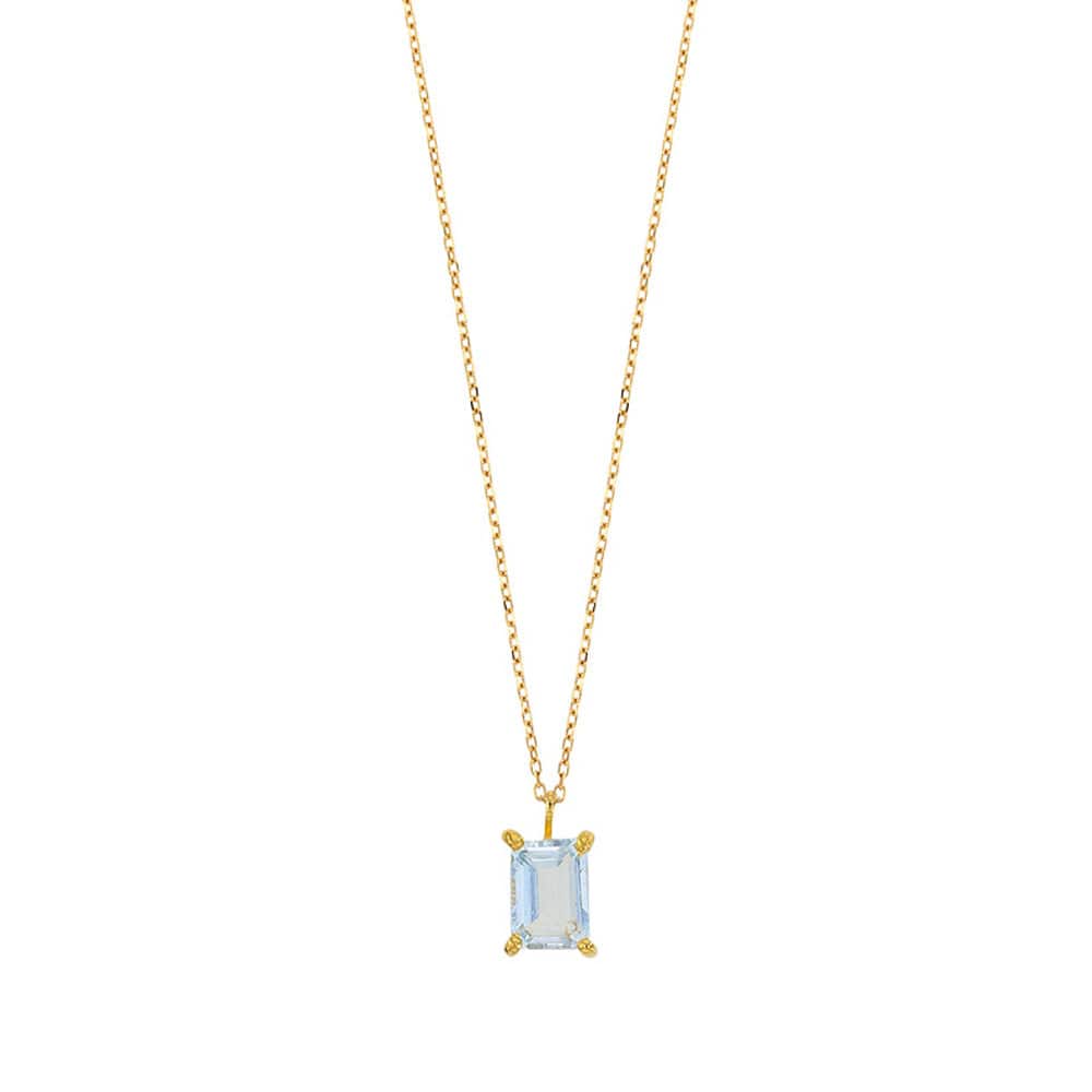 Aquamarine Gold Necklace Rectangular (18k Gold) | Mi Cielo London