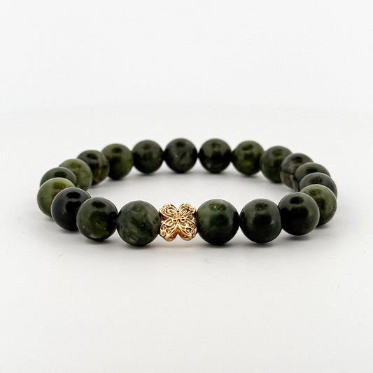 Taiwan Jade Bracelet Gold Flower 8mm