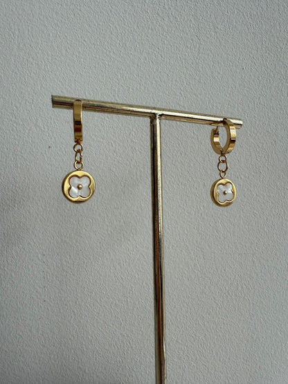 Gold Flower Hoops Earrings