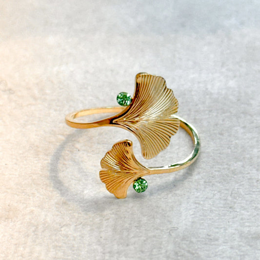 Ginko Leave Green Gold Ring