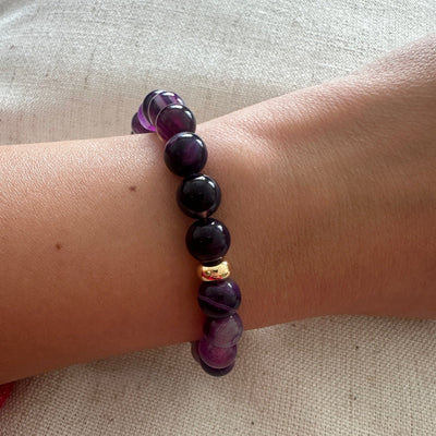 Amethyst Bracelet Gold plated disk