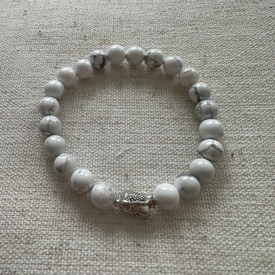 White Howlite Bracelet - Buddha