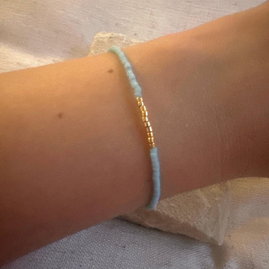 Miyuki Bracelet - Sky Blue Gold