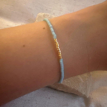 Miyuki Bracelet - Sky Blue Gold