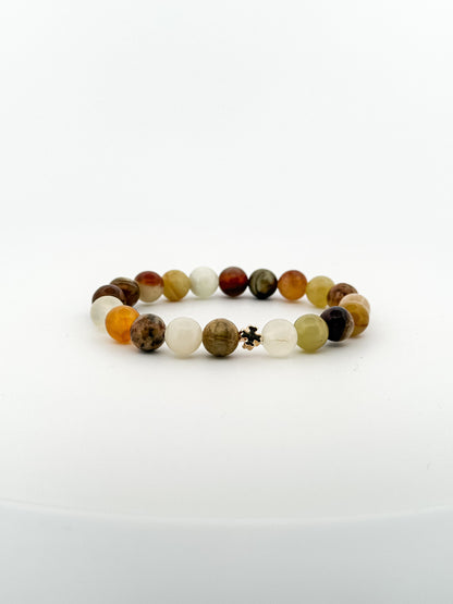 Jade Colourful Gold Clover Bracelet 8mm