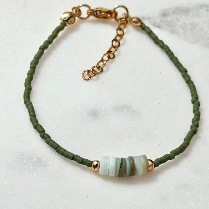 Miyuki Bracelet - Green Gold - Shell
