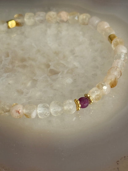 Citrine stone bracelet 4mm (Gold Vermeil)