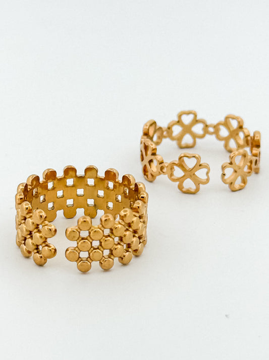 Caribe Set of Modern Gold Ring