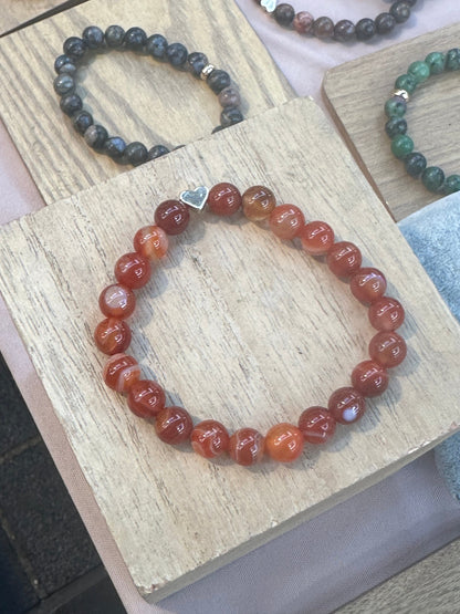 Carnelian Bracelet 6mm Heart
