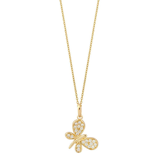 Butterfly Pendant Gold Necklace (9k Gold)