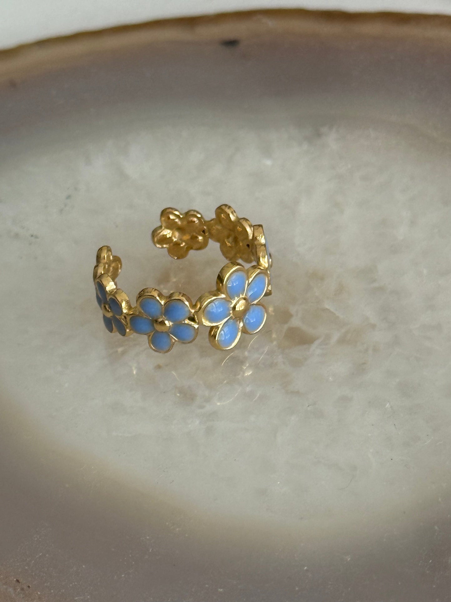 Flower Gold Ring Enamel
