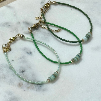Miyuki Bracelet - Green Gold - Shell