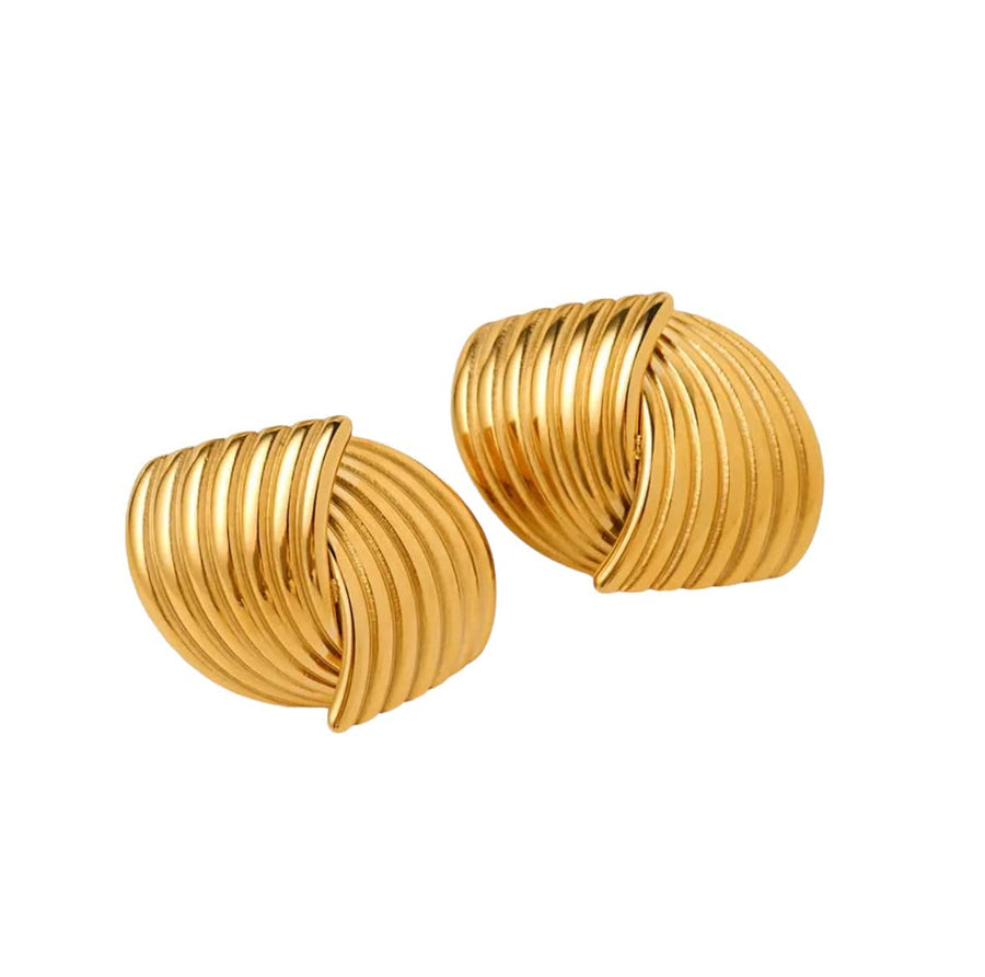 Twisted Button Gold Earrings