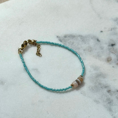 Miyuki Bracelet - Turquoise Blue Gold - Shell
