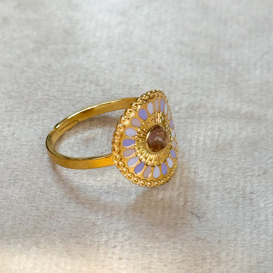 Lilac Sunburst Gold Ring