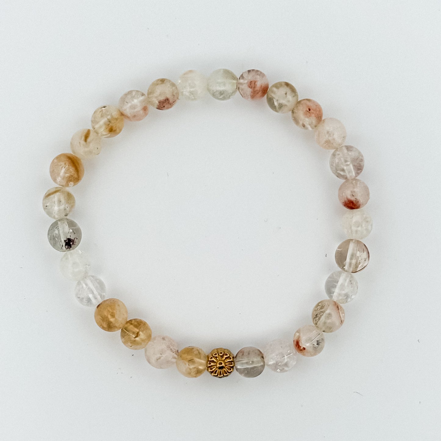 Citrine stone Bracelet Gold Sunflower 6mm