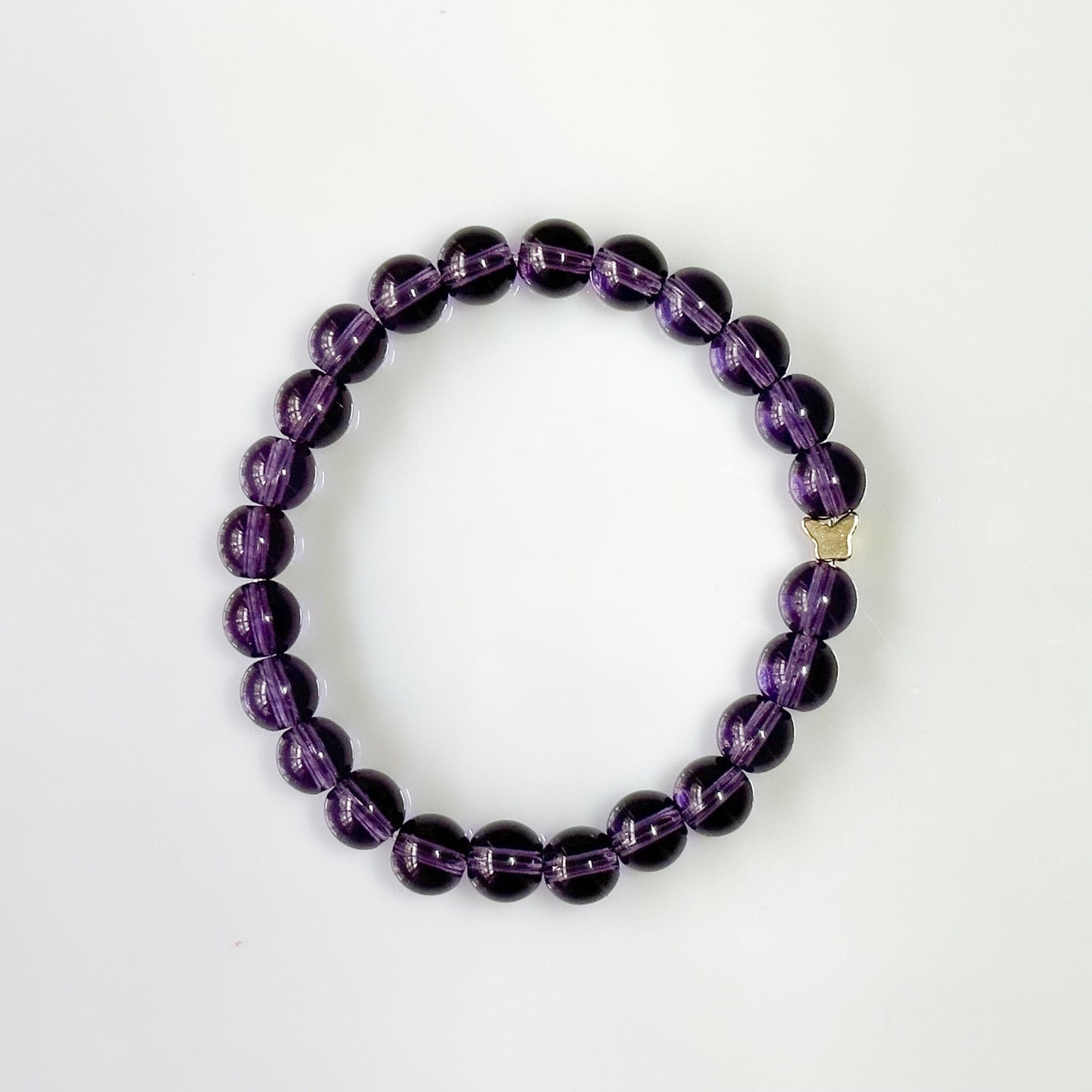 Amethyst Bracelet 8mm Butterfly