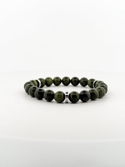 Taiwan Jade Bracelet Silver Disks 8mm