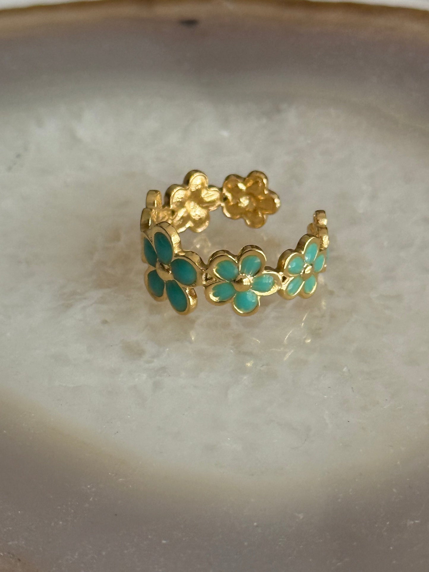 Flower Gold Ring Enamel