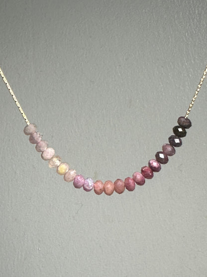 Pink Tourmaline Necklace Gold filled 14k