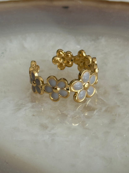 Flower Gold Ring Enamel