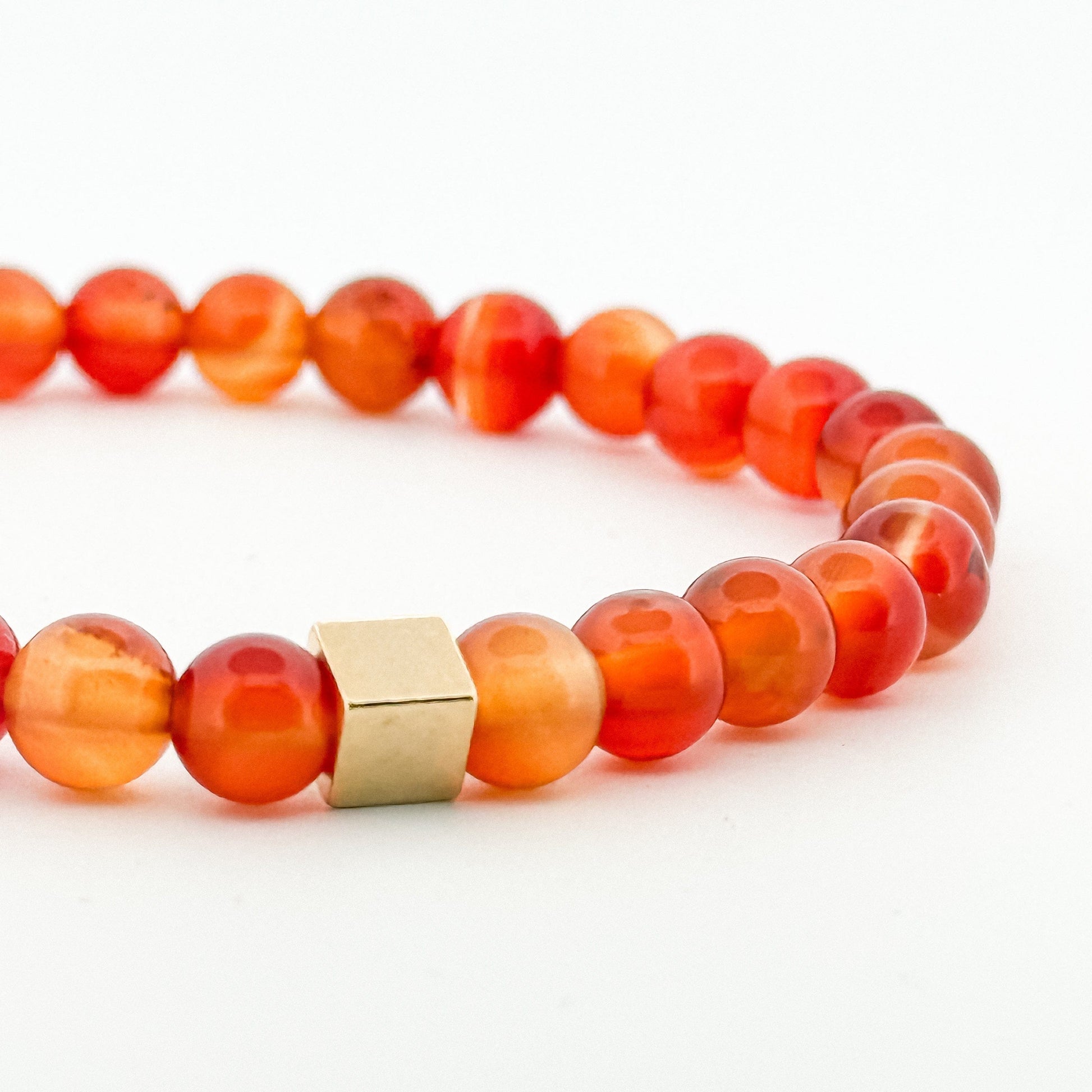 Carnelian Bracelet 6mm Square Gold