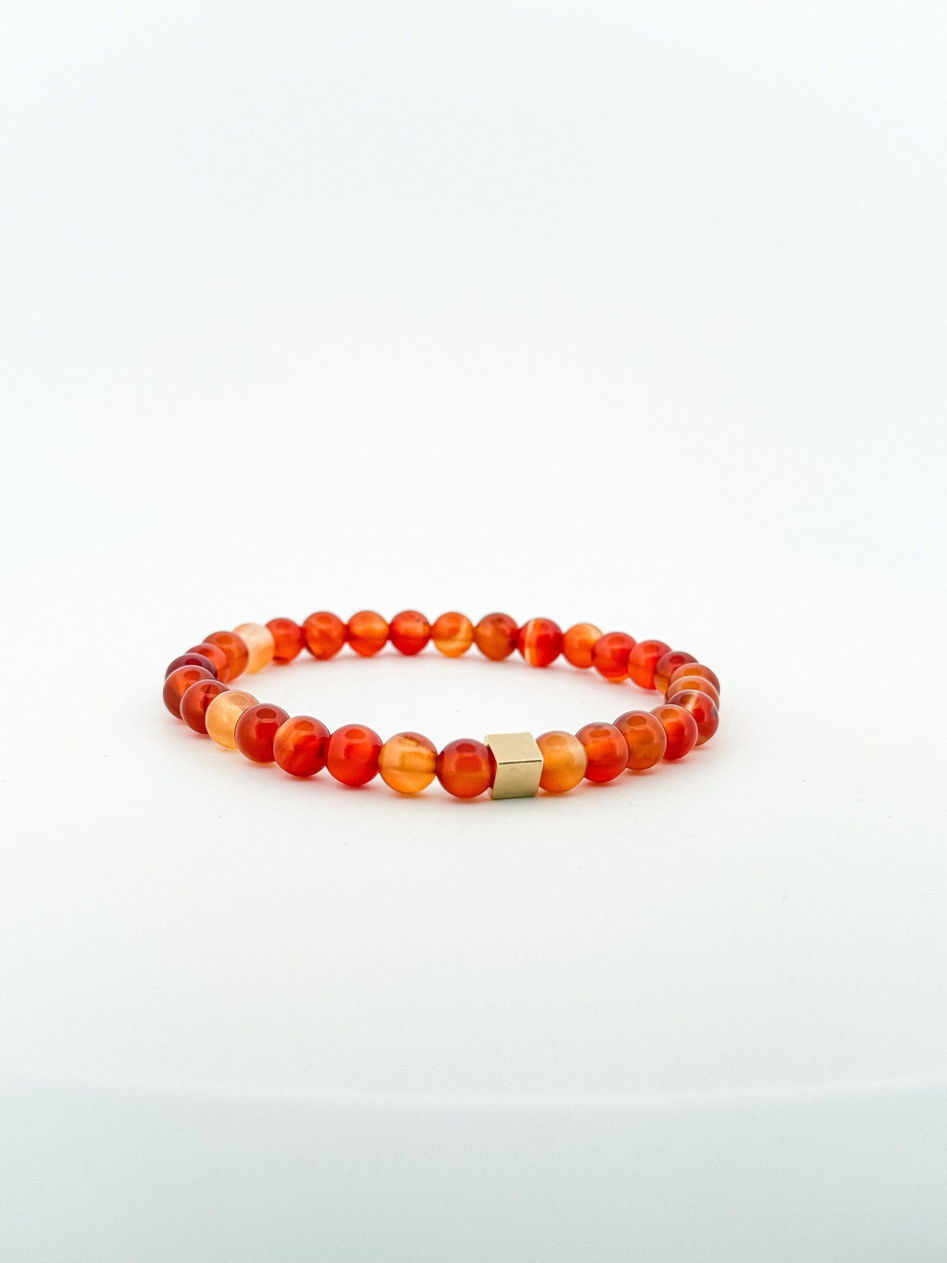 Carnelian Bracelet 6mm Square Gold