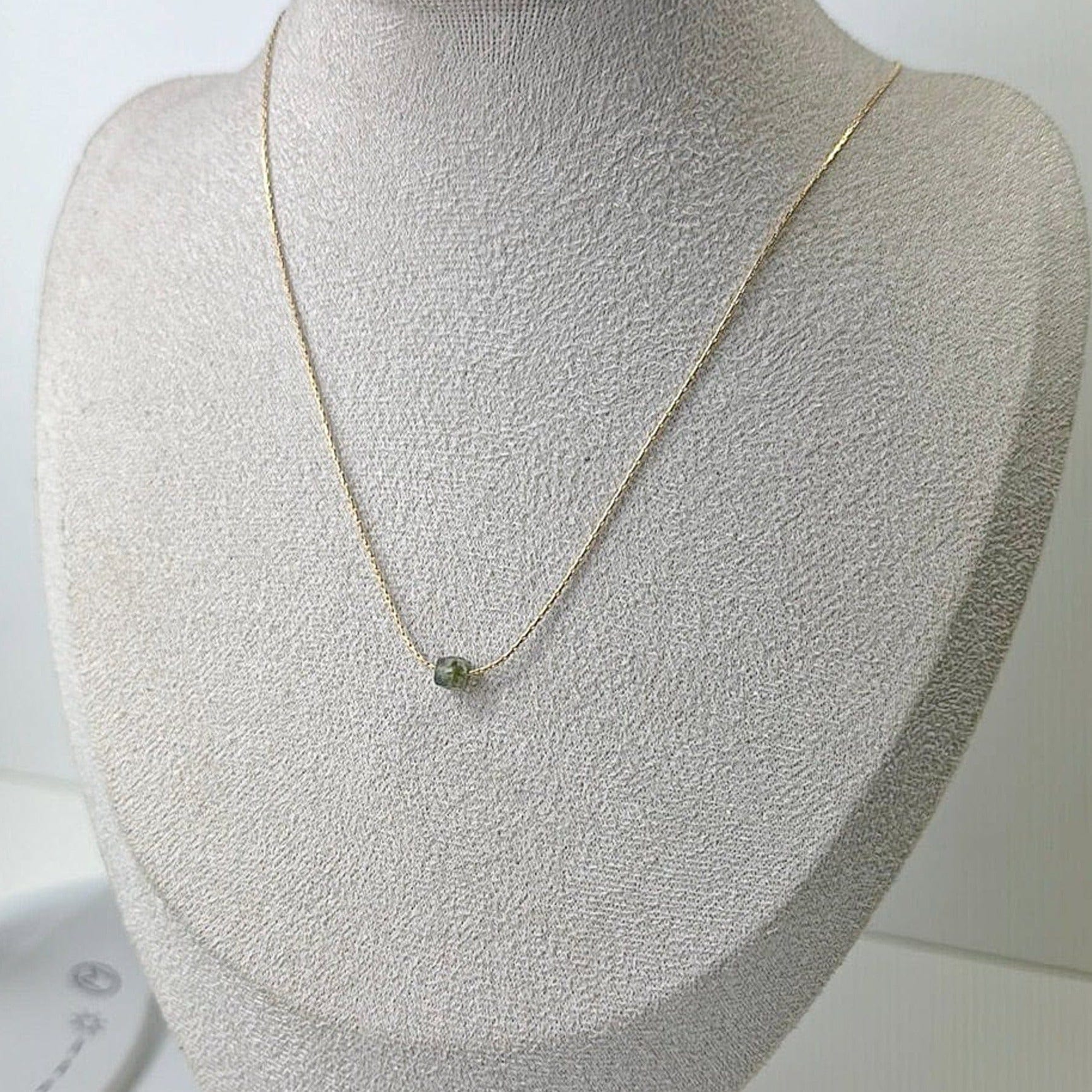 Prehnite Gold Necklace <br> Minimalist square