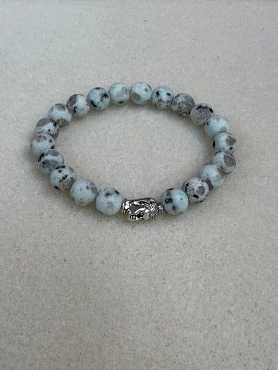 Kiwi Jasper Bracelet (Silver Buddha)